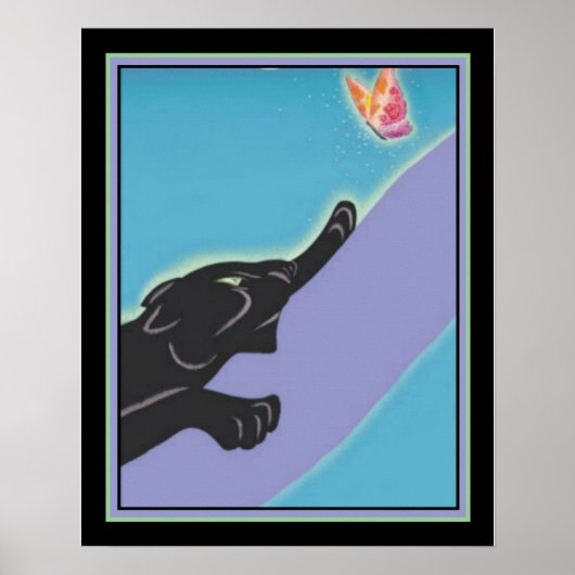 Art Deco "Panther & Butterfly" 16 x 20 Afdrukken Poster (Voorkant)