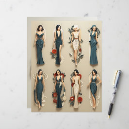 Art Deco Papier Poppen Scrapbook Papier