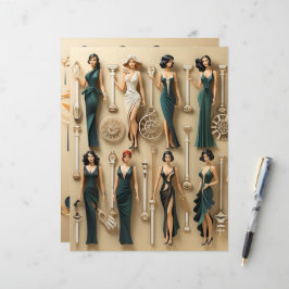 Art Deco Papier Poppen Scrapbook Papier