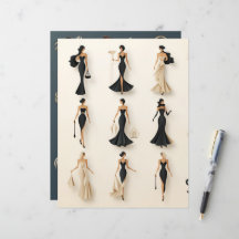 Art Deco Papier Poppen Scrapbook Papier