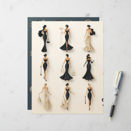 Art Deco Papier Poppen Scrapbook Papier