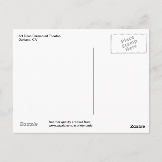 Art Deco Paramount Theatre, Oakland, Verenigde Sta Briefkaart (Achterkant)