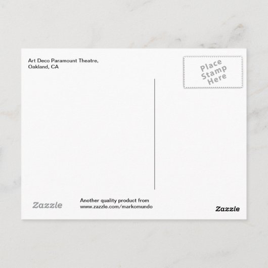Art Deco Paramount Theatre, Oakland, Verenigde Sta Briefkaart (Achterkant)