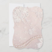 Art Deco parelaas met zwarte roze bruiloft Kaart (Achterkant)