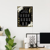 Art Deco Parels Bloemen Gatsby Roaring 20s Zitplaa Poster (Thuiskantoor)