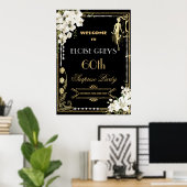 Art Deco Parels Wit Bloemen Gatsby 20s Welkom Poster (Thuiskantoor)