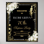 Art Deco Parels Witte Bloemen Gatsby 20s Welkom Poster<br><div class="desc">Personaliseer dit art deco bloemen Grote Gatsby brullende jaren 20 thema welkomstbord gemakkelijk en snel, gewoon op de knop Bewerken met Design Tool om verder te herschikken en formatteren van de stijl en de plaatsing van de tekst. Met een chique art deco lijst, ivoren witte orchidee en lelie bloemen, sprankelende...</div>