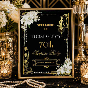 Art Deco Parels Witte Bloemen Gatsby Jaren 20 Welk Poster