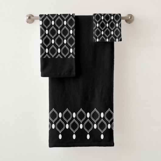 Art Deco Parels Zwart En Wit Patroon Bad Handdoek (Insitu)