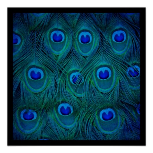 Art Deco Parijse Blauwgroen Groene Pauw Veer Poster (Voorkant)