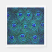 Art Deco Parijse Blauwgroen Groene Pauw Veer Servet (Voorkant)