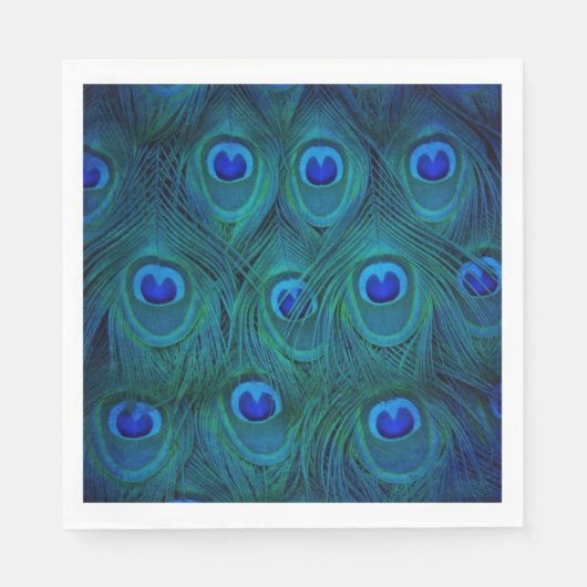 Art Deco Parijse Blauwgroen Groene Pauw Veer Servet (Voorkant)