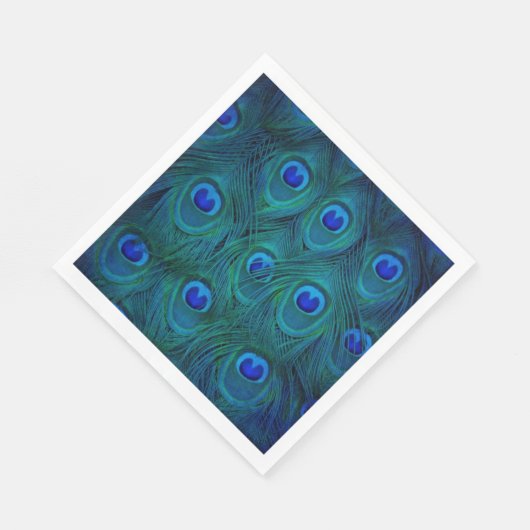 Art Deco Parijse Blauwgroen Groene Pauw Veer Servet (Hoek)