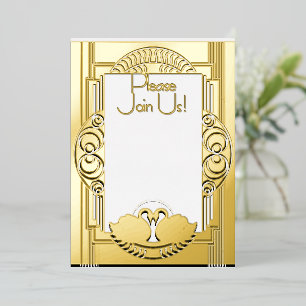 Art Deco Parijse Vintage Zwanen Folie Uitnodiging