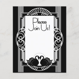 Art Deco Parijse Zwarte en Witte Zwanen Flyer