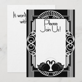 Art Deco Parijse Zwarte en Witte Zwanen Kaart