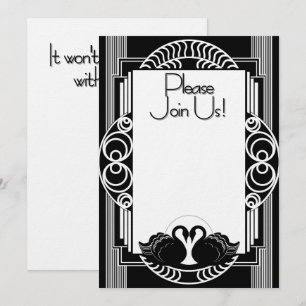 Art Deco Parijse Zwarte en Witte Zwanen Kaart