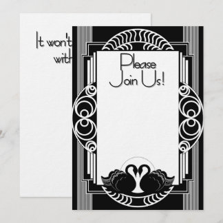 Art Deco Parijse Zwarte en Witte Zwanen Kaart