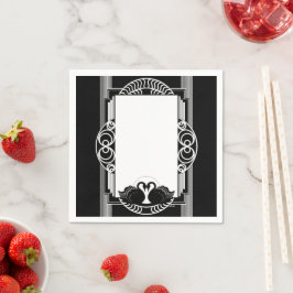 Art Deco Parijse Zwarte en Witte Zwanen Servet