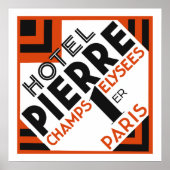 Art Deco Paris Franse hotellabel remake Poster (Voorkant)
