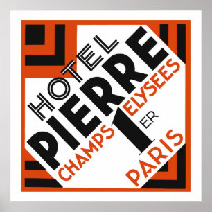Art Deco Paris Franse hotellabel remake Poster