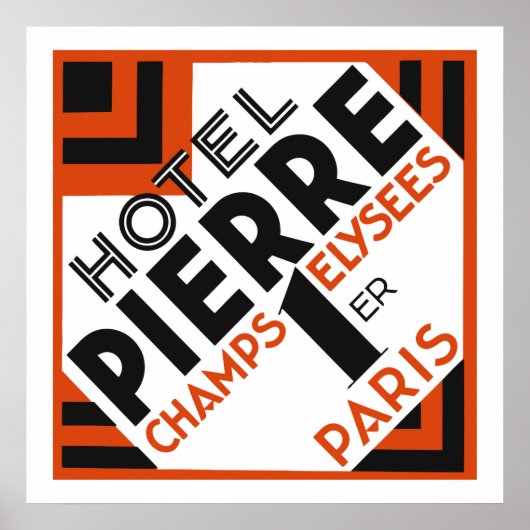 Art Deco Paris Franse hotellabel remake Poster (Voorkant)