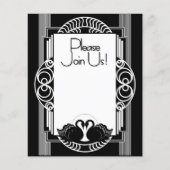 Art Deco Parisian Black and White Swans Flyer (Voorkant)