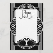 Art Deco Parisian Black and White Swans Kaart (Voorkant)