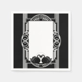 Art Deco Parisian Black and White Swans Servet (Voorkant)