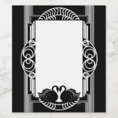 Art Deco Parisian Black and White Swans Wijn Etiket (Enkel label)
