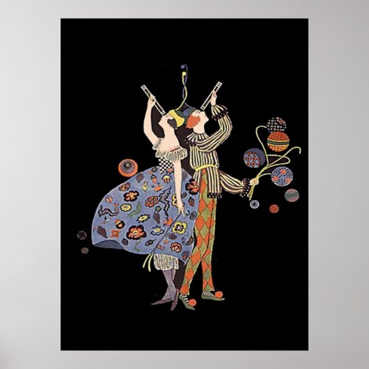 Art Deco Party Couple Celebration Poster (Voorkant)