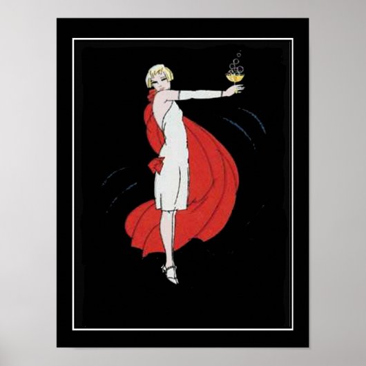Art Deco Party Girl Vintage Poster (Voorkant)