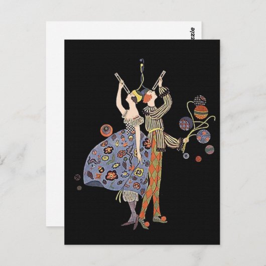 Art Deco Party Goers Celebration Briefkaart (Voorkant / Achterkant)