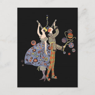 Art Deco Party Goers Celebration Briefkaart