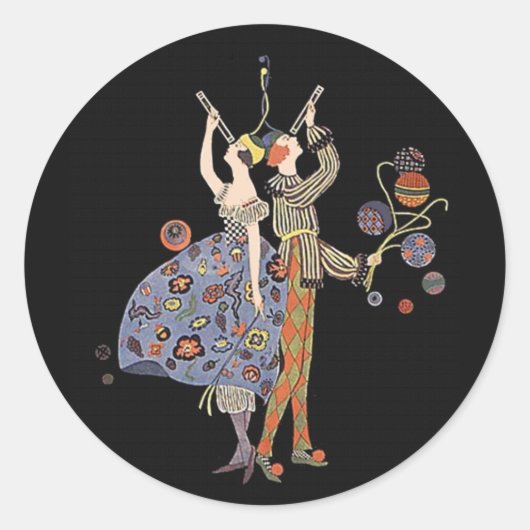  Art Deco Party Goers WW1 Ronde Sticker (Voorkant)