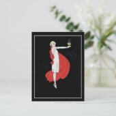 Art Deco Party Meisje  Briefkaart (Staand voorkant)