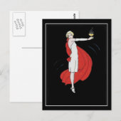 Art Deco Party Meisje  Briefkaart (Voorkant / Achterkant)