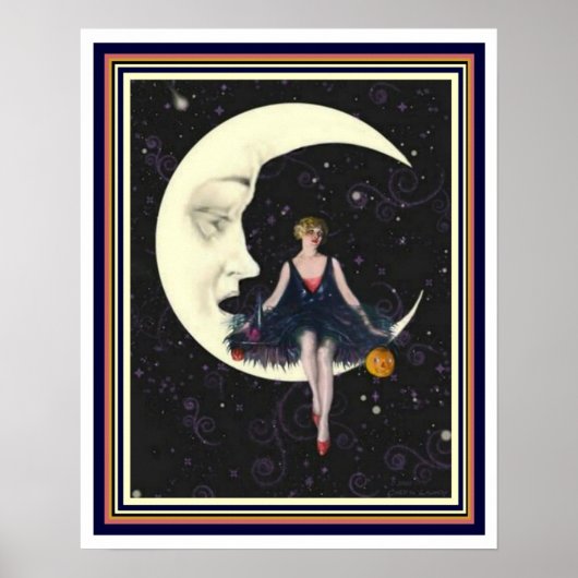 Art Deco "Party on the Moon" 16 x 20 Poster (Voorkant)