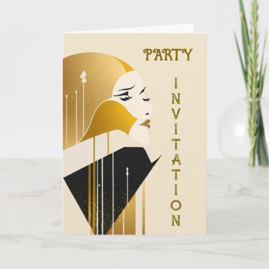 Art deco Party Uitnodiging (Voorkant)