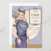 Art Deco Party Uitnodiging met jouw tekst (Voorkant / Achterkant)