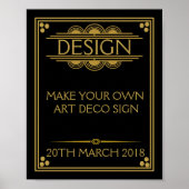 Art Deco Party WEDDING CREËER uw eigen SIGN Poster (Voorkant)