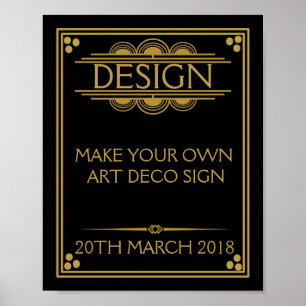 Art Deco Party WEDDING CREËER uw eigen SIGN Poster
