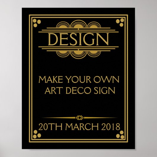 Art Deco Party WEDDING CREËER uw eigen SIGN Poster (Voorkant)