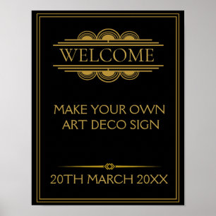 Art Deco Party WEDDING CREËER uw eigen SIGN Poster