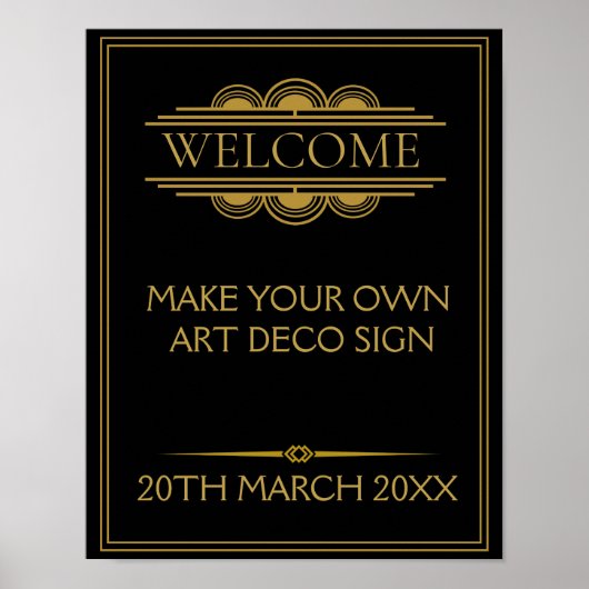 Art Deco Party WEDDING CREËER uw eigen SIGN Poster (Voorkant)