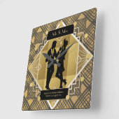 Art Deco Passen getrouwd 1920s Couple Black Gold C Vierkante Klok (Hoek)