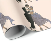  Art Deco-Passen getrouwd, Bride en Groom Dance Cadeaupapier (Rol Hoek)