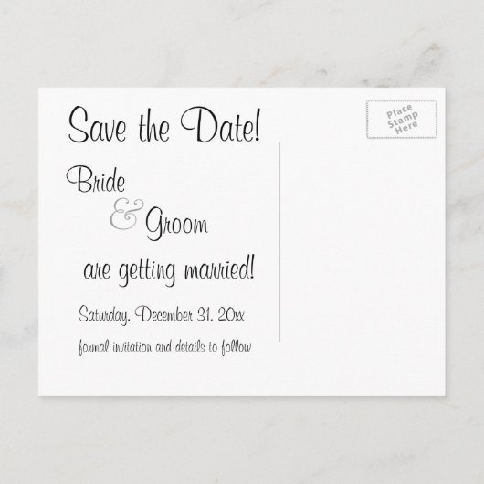  Art Deco-Passen getrouwd, bruiloft opslaan op dat Aankondigingskaart (Achterkant)