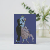 Art Deco-Passen getrouwd, bruiloft opslaan op dat Aankondigingskaart (Staand voorkant)