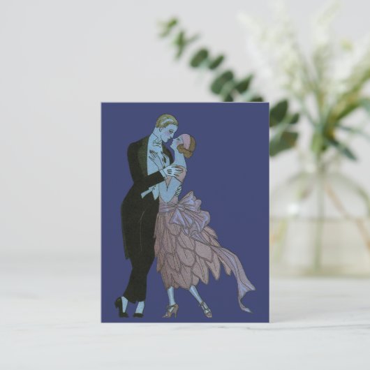 Art Deco-Passen getrouwd, bruiloft opslaan op dat Aankondigingskaart (Staand voorkant)